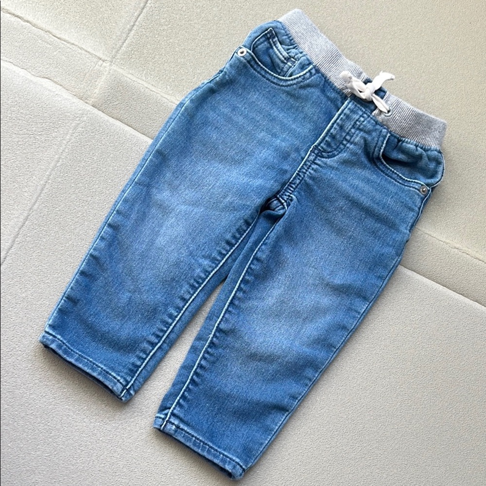 GAP Blue Denim Jeans with Gray Elastic Waistband